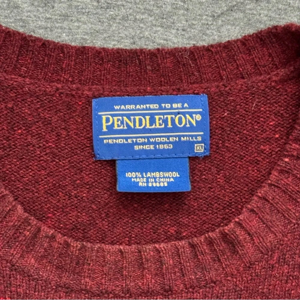Pendleton Men's Chief Joseph Burgundy Southwestern LambswoolPullover Sweater XL - Picture 5 of 8